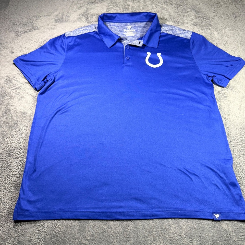 Fanatics Indianapolis Colts NFL Mens XL Polo Shirt Blue Heathered Short Sleeve
